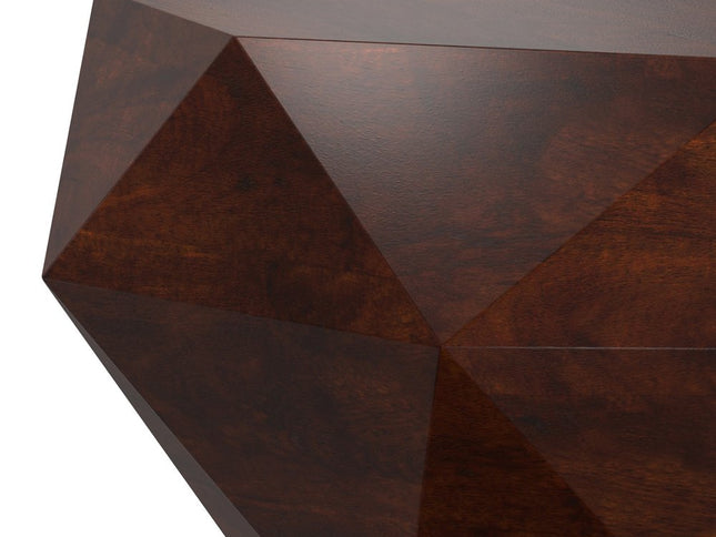 35" Brown Solid Wood Free Form Solid Coffee Table