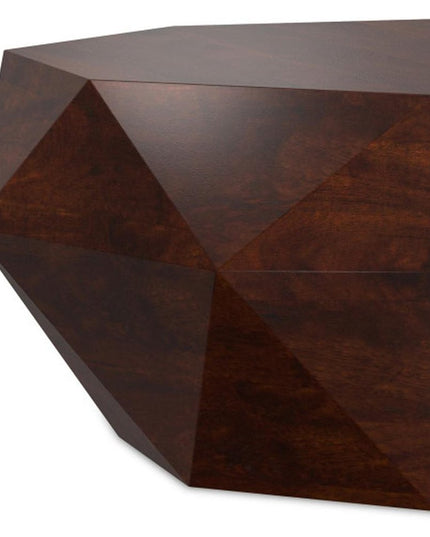 35" Brown Solid Wood Free Form Solid Coffee Table