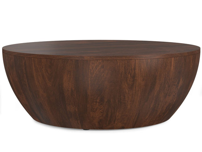 34" Brown Solid Wood Round Solid Coffee Table