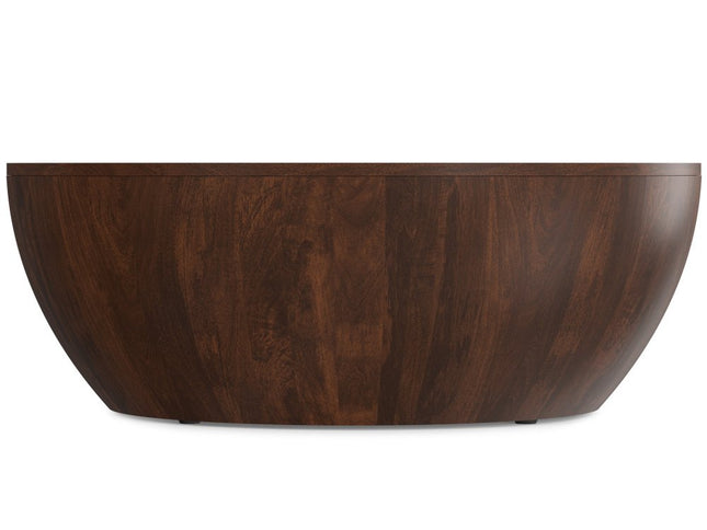 34" Brown Solid Wood Round Solid Coffee Table