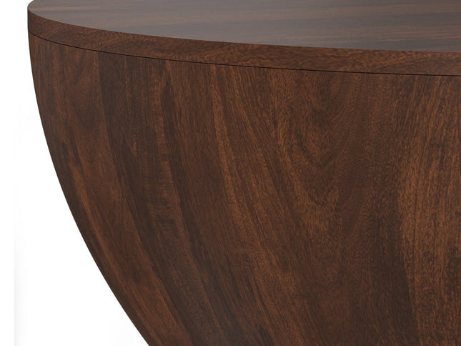 34" Brown Solid Wood Round Solid Coffee Table
