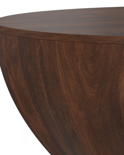 34" Brown Solid Wood Round Solid Coffee Table