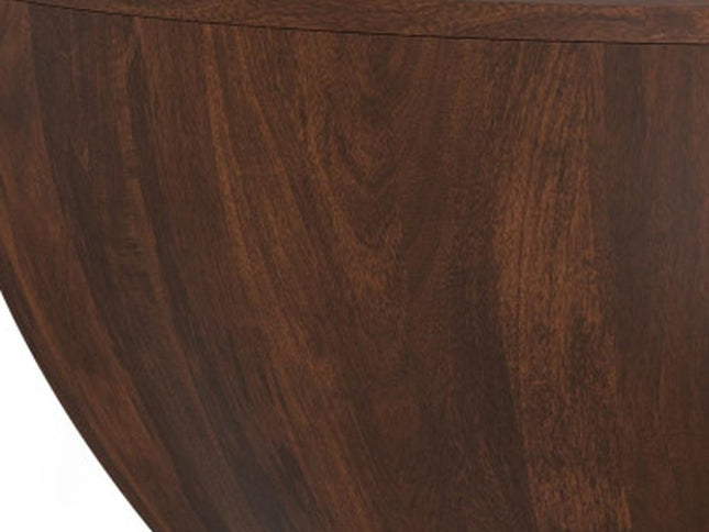 34" Brown Solid Wood Round Solid Coffee Table