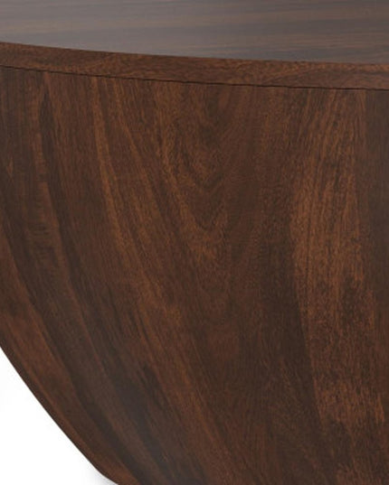 34" Brown Solid Wood Round Solid Coffee Table