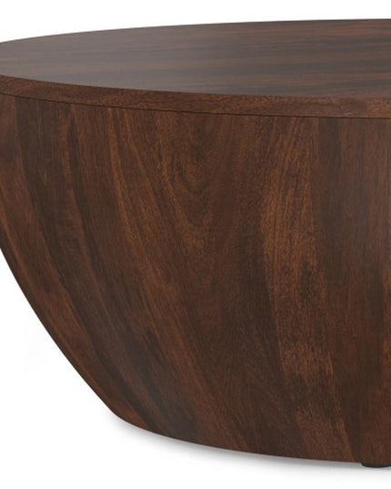 34" Brown Solid Wood Round Solid Coffee Table