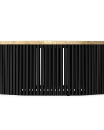 35" Black Solid Wood Round Solid Coffee Table