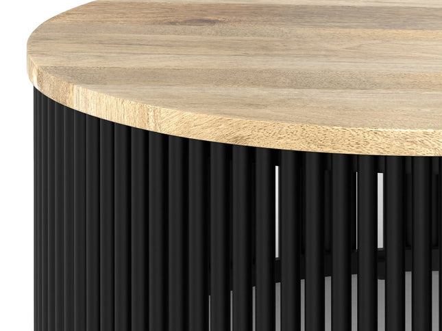 35" Black Solid Wood Round Solid Coffee Table