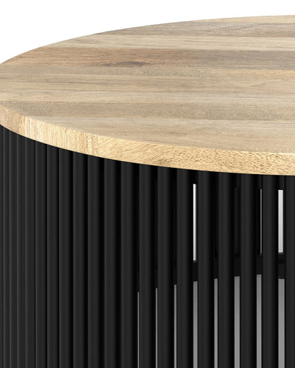 35" Black Solid Wood Round Solid Coffee Table