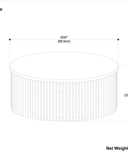 35" Black Solid Wood Round Solid Coffee Table
