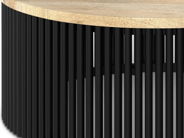 35" Black Solid Wood Round Solid Coffee Table