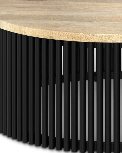 35" Black Solid Wood Round Solid Coffee Table