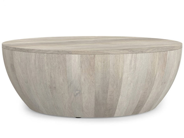 34" White Solid Wood Round Solid Coffee Table