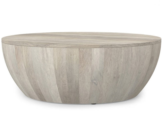 34" White Solid Wood Round Solid Coffee Table