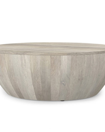 34" White Solid Wood Round Solid Coffee Table