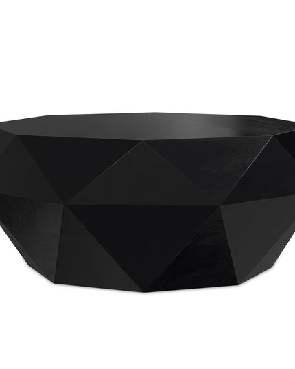 35" Black Solid Wood Free Form Solid Coffee Table