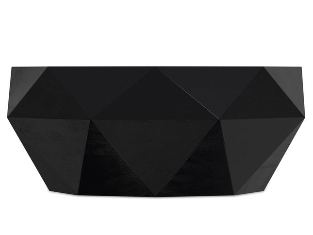 35" Black Solid Wood Free Form Solid Coffee Table