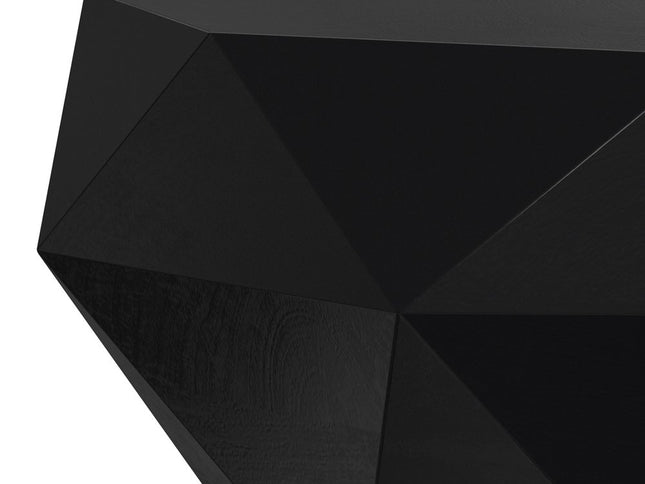 35" Black Solid Wood Free Form Solid Coffee Table