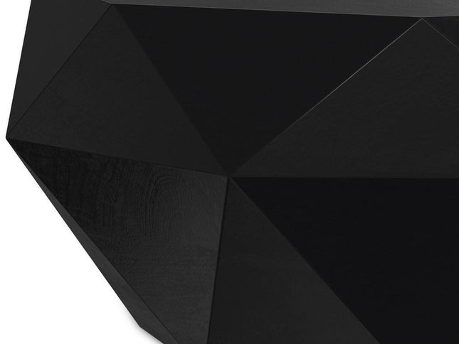 35" Black Solid Wood Free Form Solid Coffee Table