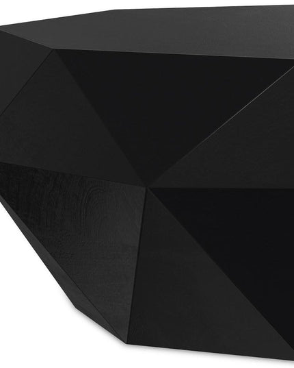 35" Black Solid Wood Free Form Solid Coffee Table