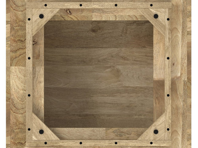 30" Natural Solid Wood Square Solid Coffee Table