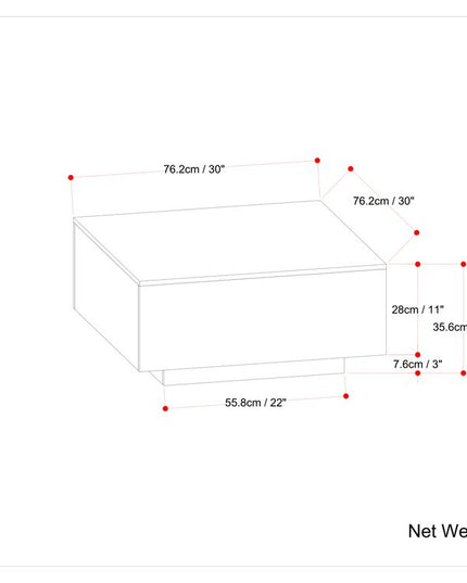 30" Natural Solid Wood Square Solid Coffee Table