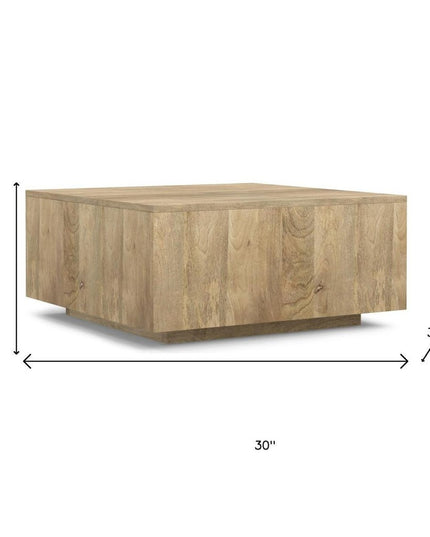 30" Natural Solid Wood Square Solid Coffee Table