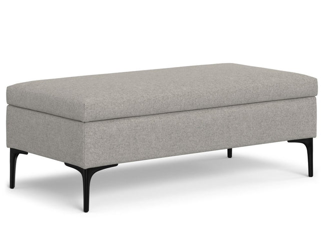 48" Black and Cloud Upholstery Storage Ottoman