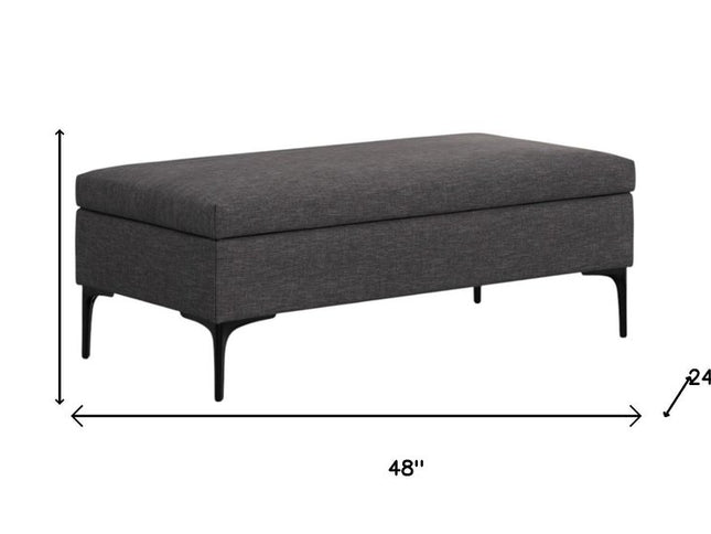 48" Black and Slate Gray Upholstery Storage Ottoman