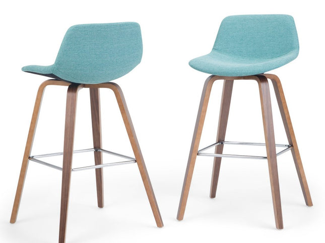 28" Blue Wood Backless Counter Height Bar Chair