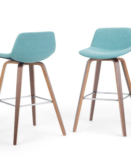 28" Blue Wood Backless Counter Height Bar Chair