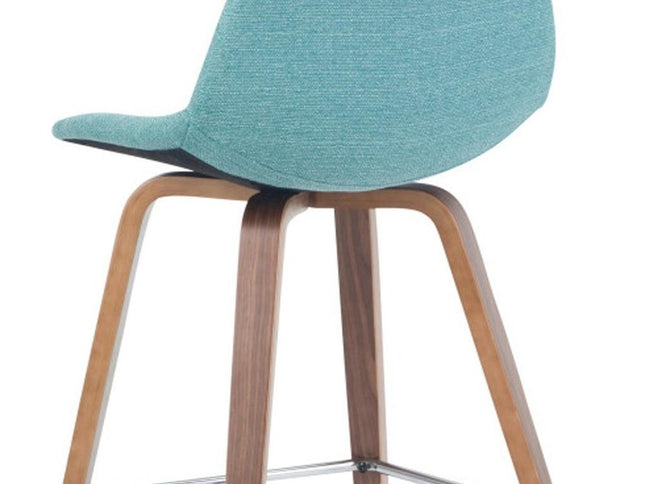 28" Blue Wood Backless Counter Height Bar Chair