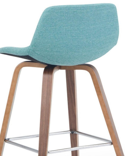 28" Blue Wood Backless Counter Height Bar Chair