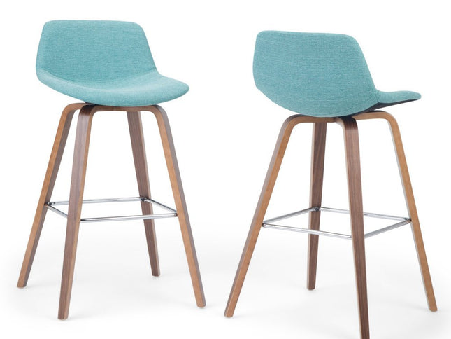 28" Blue Wood Backless Counter Height Bar Chair