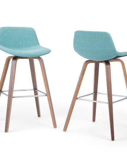 28" Blue Wood Backless Counter Height Bar Chair