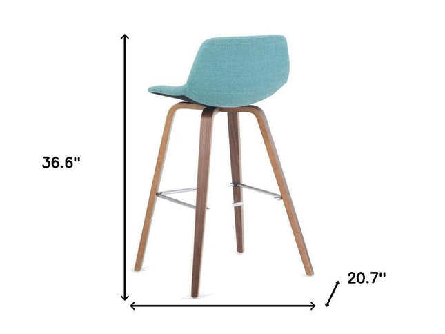 28" Blue Wood Backless Counter Height Bar Chair