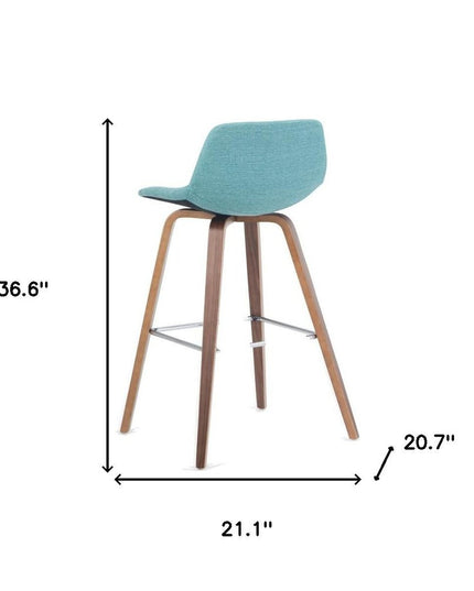 28" Blue Wood Backless Counter Height Bar Chair