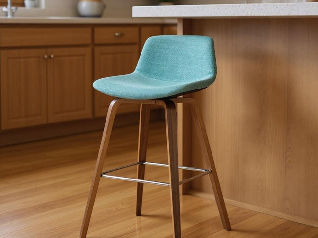 28" Blue Wood Backless Counter Height Bar Chair