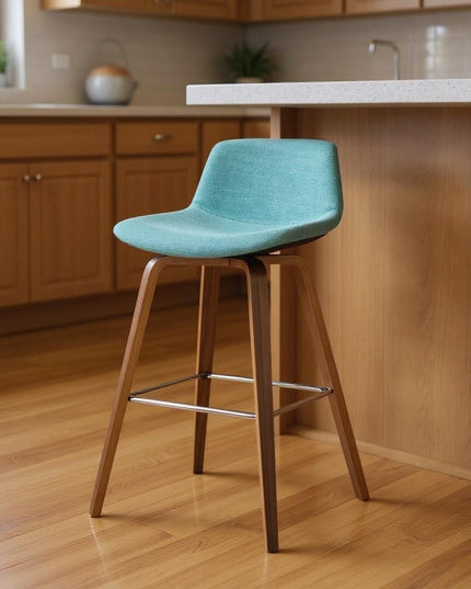 28" Blue Wood Backless Counter Height Bar Chair