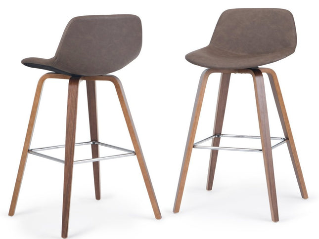 28" Brown Wood Backless Counter Height Bar Chair