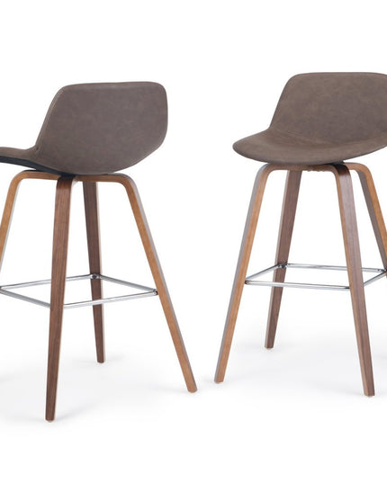 28" Brown Wood Backless Counter Height Bar Chair