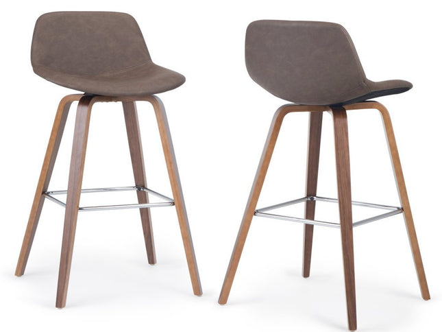 28" Brown Wood Backless Counter Height Bar Chair