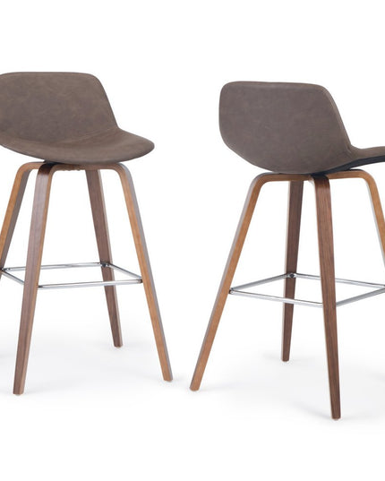 28" Brown Wood Backless Counter Height Bar Chair