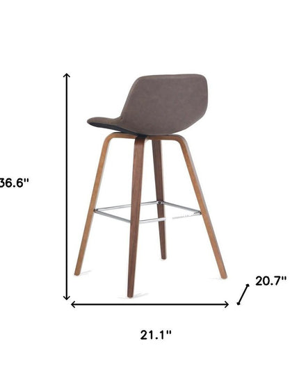 28" Brown Wood Backless Counter Height Bar Chair