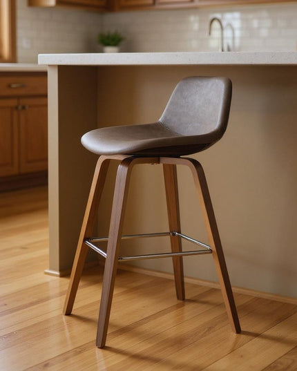 28" Brown Wood Backless Counter Height Bar Chair