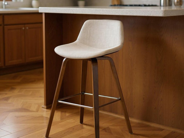 28" Natural Wood Backless Counter Height Bar Chair