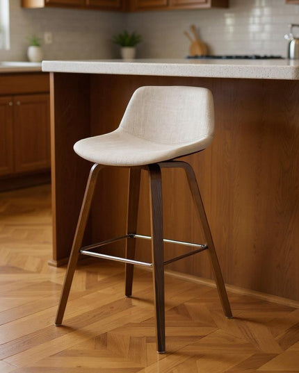 28" Natural Wood Backless Counter Height Bar Chair