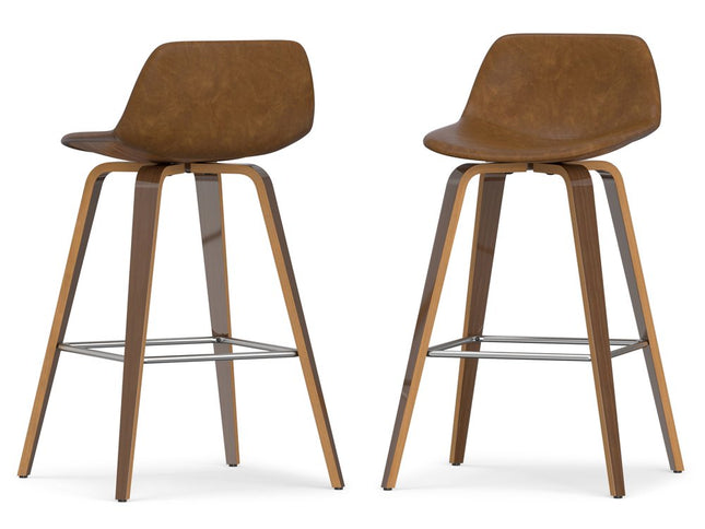 28" Tan Wood Backless Counter Height Bar Chair