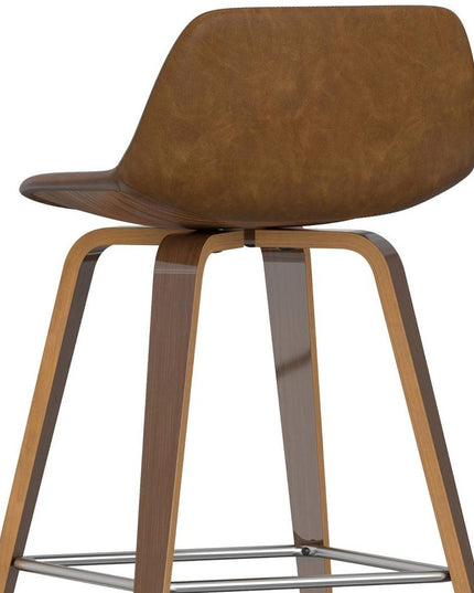 28" Tan Wood Backless Counter Height Bar Chair