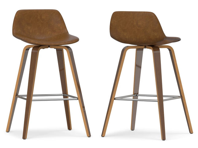 28" Tan Wood Backless Counter Height Bar Chair