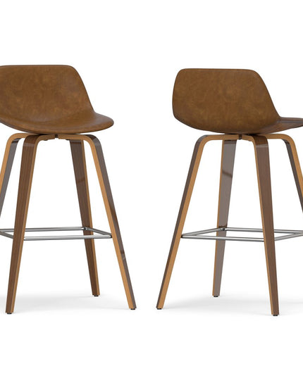 28" Tan Wood Backless Counter Height Bar Chair